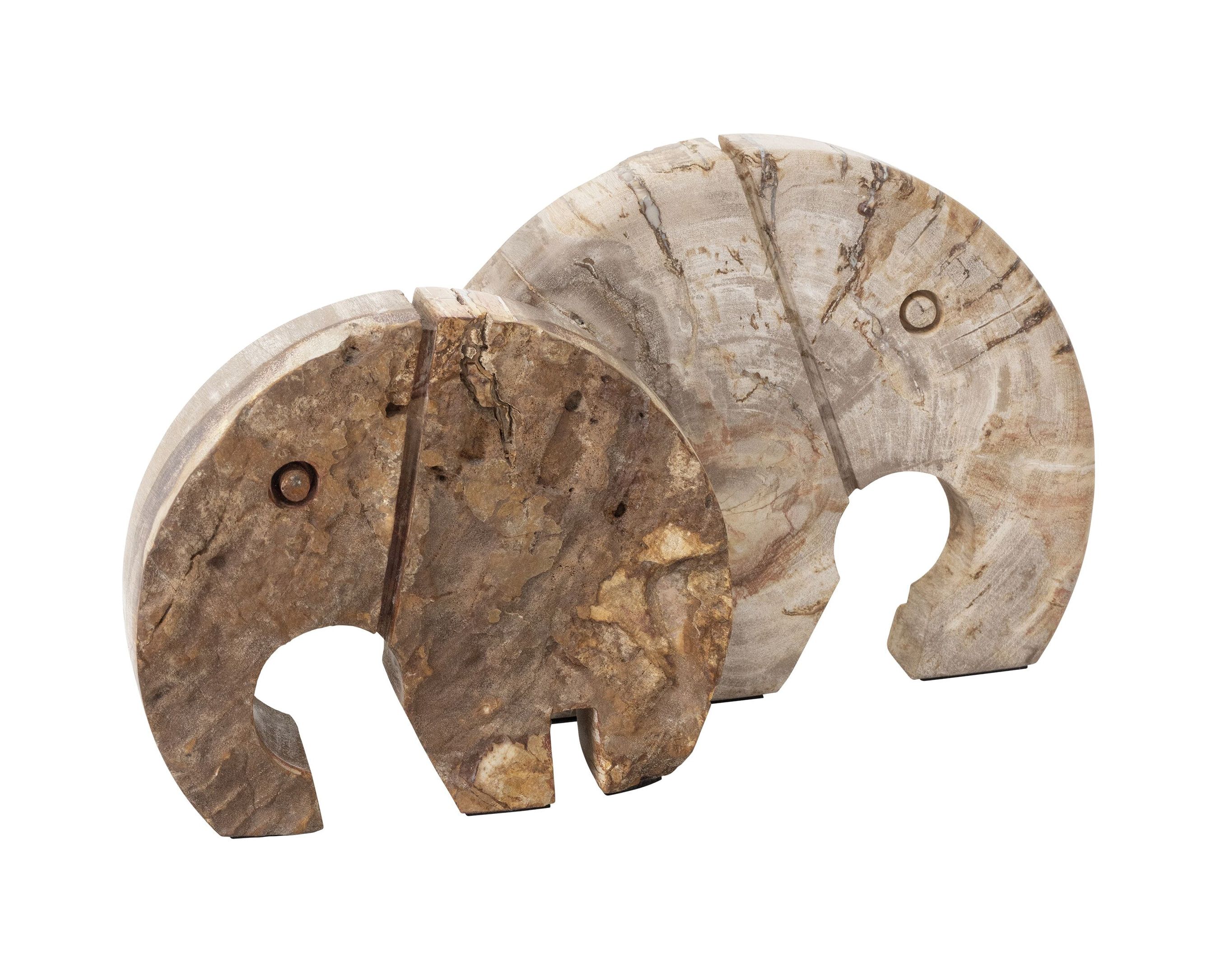 Een warme olifant decoratie van MUST Living – steenachtig hout, 20 × 25 cm