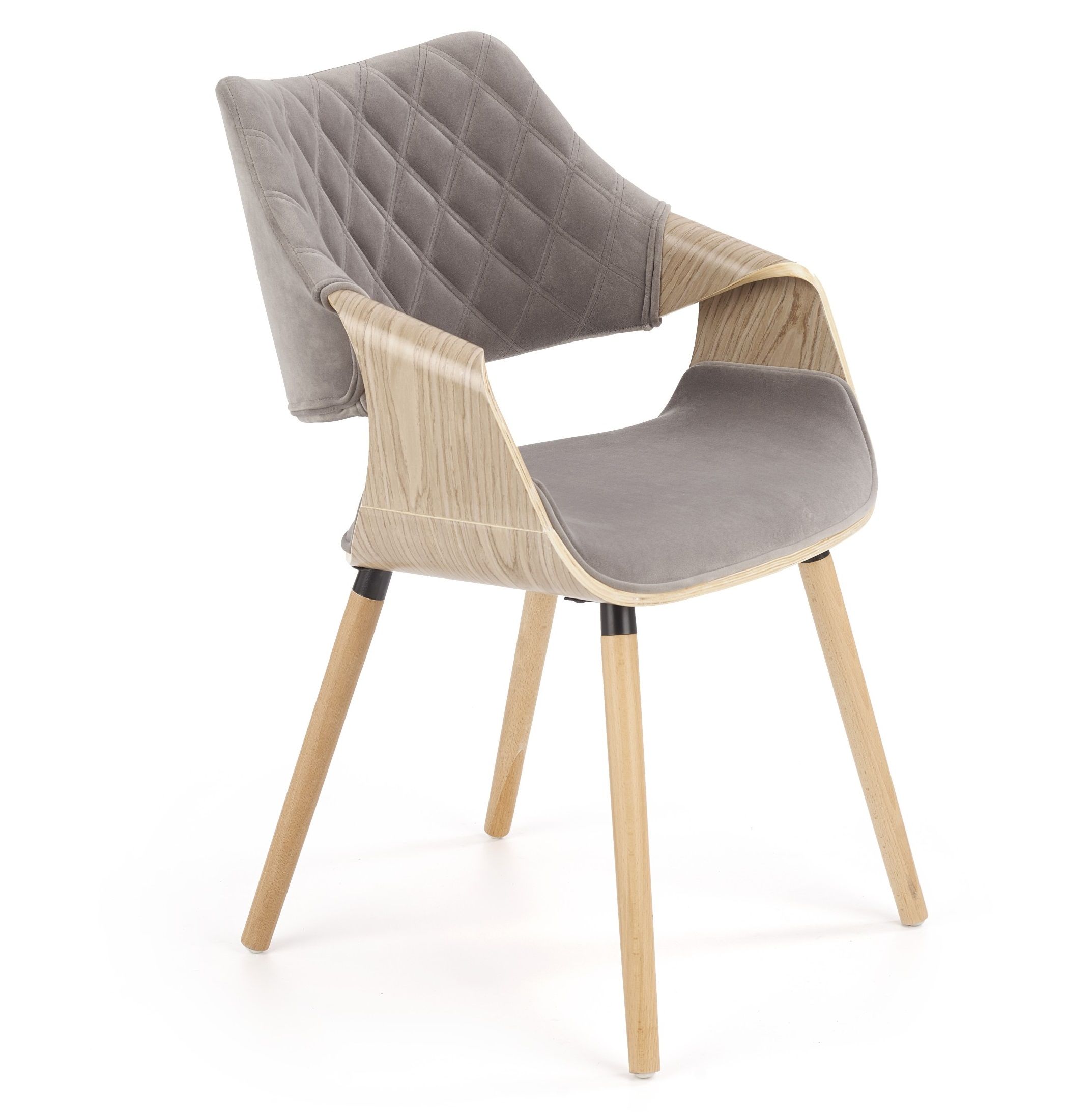 Eetkamerstoel Brenda – stijlvol grijs fluweel met eiken frame