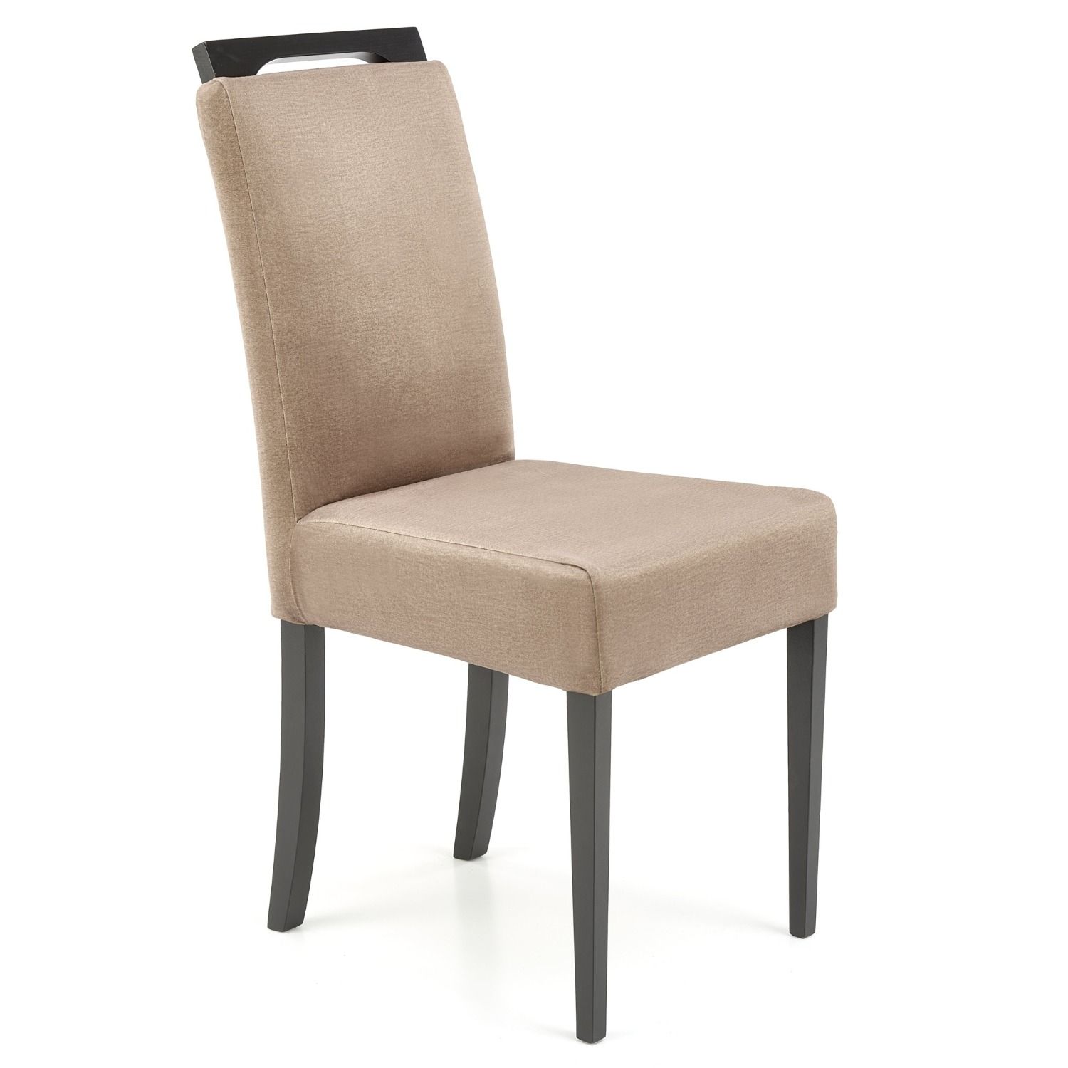 Eetkamerstoel Clarion – stijlvolle combinatie van beige stof en zwart hout