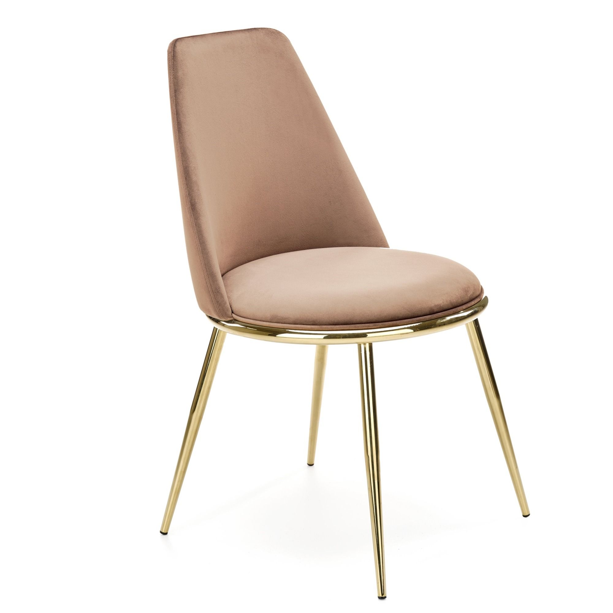 Eetkamerstoel Kreslo – Luxe beige velvet met gouden poten