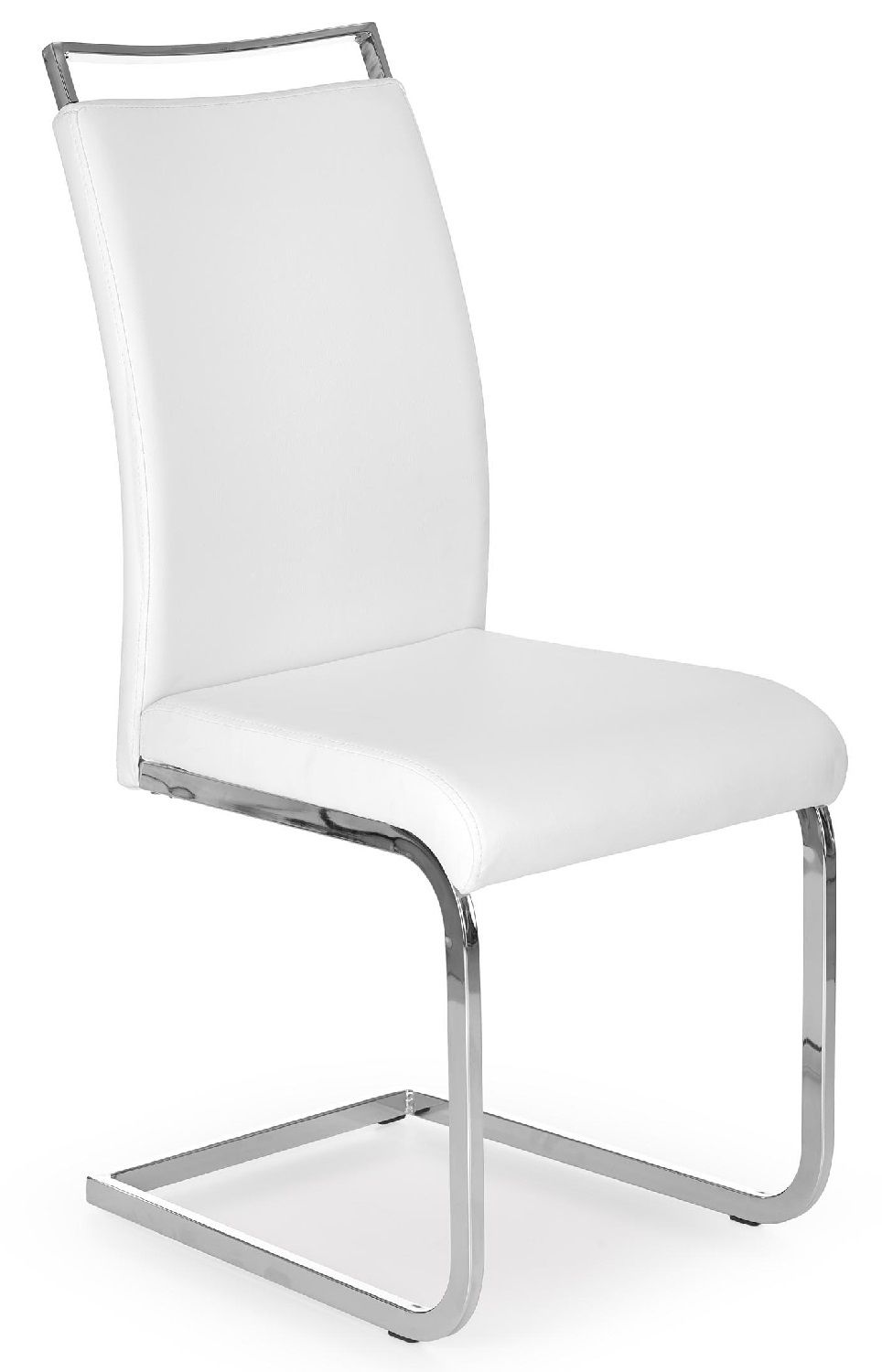 Eetkamerstoel Sibel – Minimalistische witte eco‑leerstof met chroomframe | Home Style
