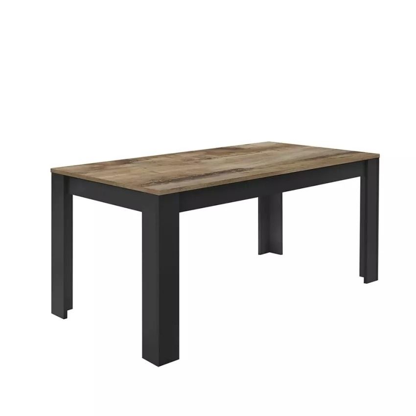 Eettafel Basic 180×90 cm – Zwart met eiken blad, modern en duurzaam