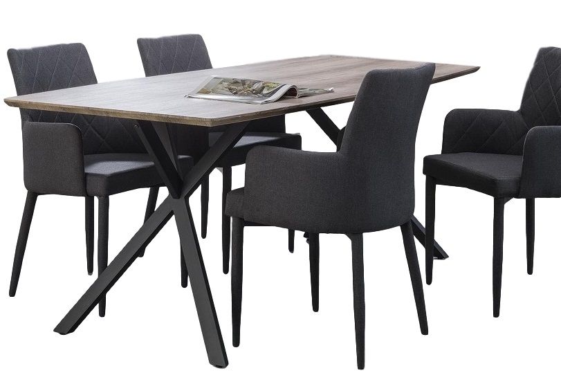 Eettafel Dayna – Ovaal eiken‑blad met industrieel zwart staal