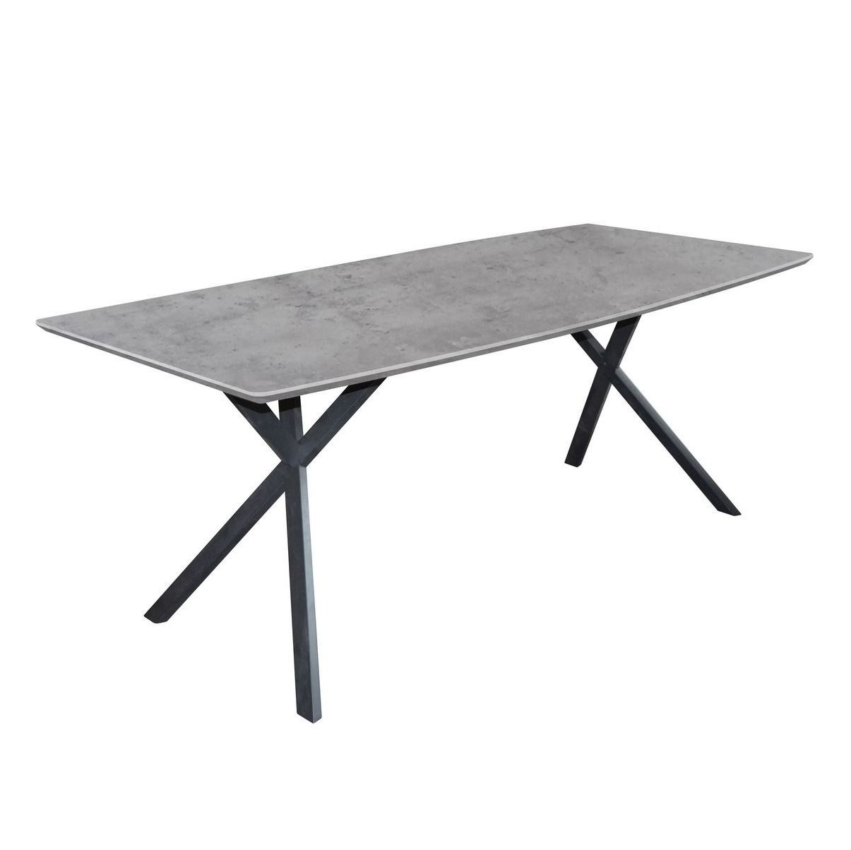 Eettafel Hindel 160 cm – Modern ovaal blad in grijze betonlook