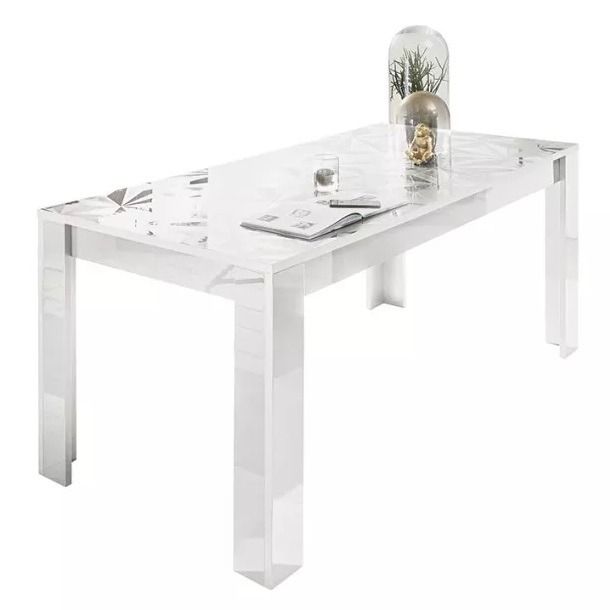 Eettafel Prisma 180 cm – Moderne hoogglans witte tafel voor gezellige diners