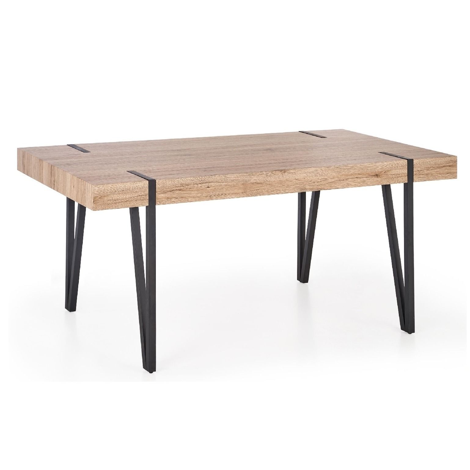 Eettafel Yohann – 170 cm breed, sanremo eiken & zwarte staalknoppen