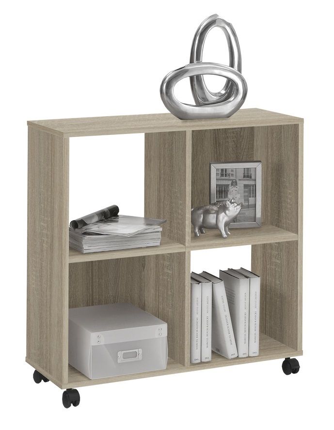 Eiken Boekenkast Sprint 78 cm – Stijlvolle, Verrijdbare Vakkenkast van FD Furniture