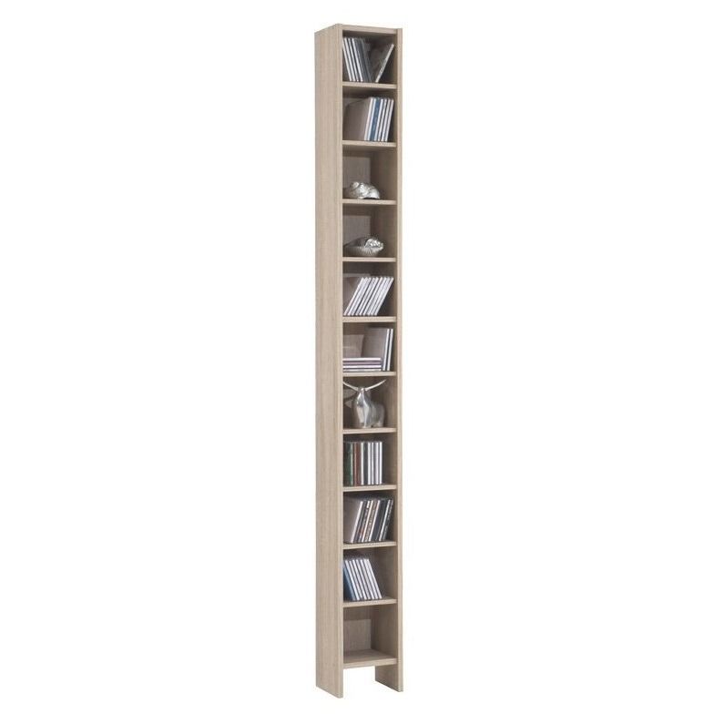 Eiken mediakast 185 cm – Stijlvolle CD/DVD‑opslag met verstelbare planken