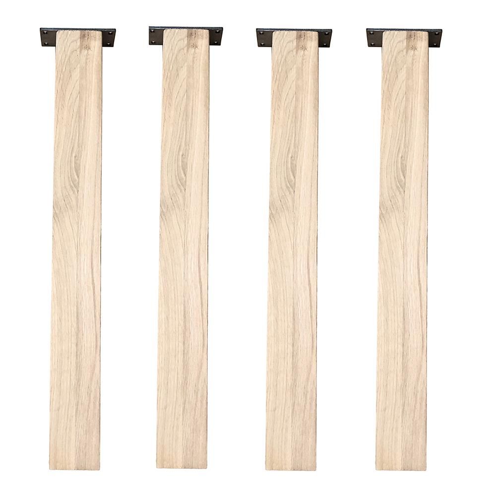 Eiken rechte tafelpoot 72 cm – Zwarte set van 4 stuks