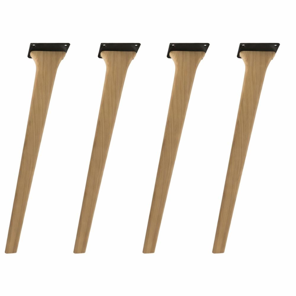 Eiken tafelpoot schuine stijl – 73 cm, set van 4 van Furniture Legs Europe