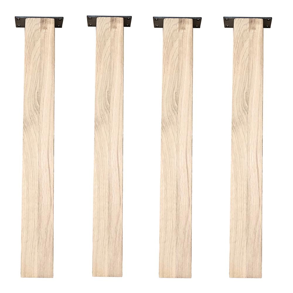 Eiken tafelpoten 72 cm – Robuuste zwarte basis, set van 4
