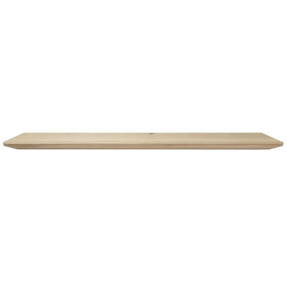 Eiken wandplank 120 × 20 cm – Massief, zwevend & verjongde facetrand