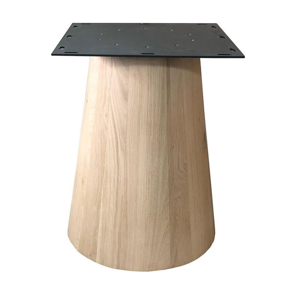 Eikenhouten kegel tafelpoot – conisch, zwart, staal – 56 cm basis, 74 cm hoog