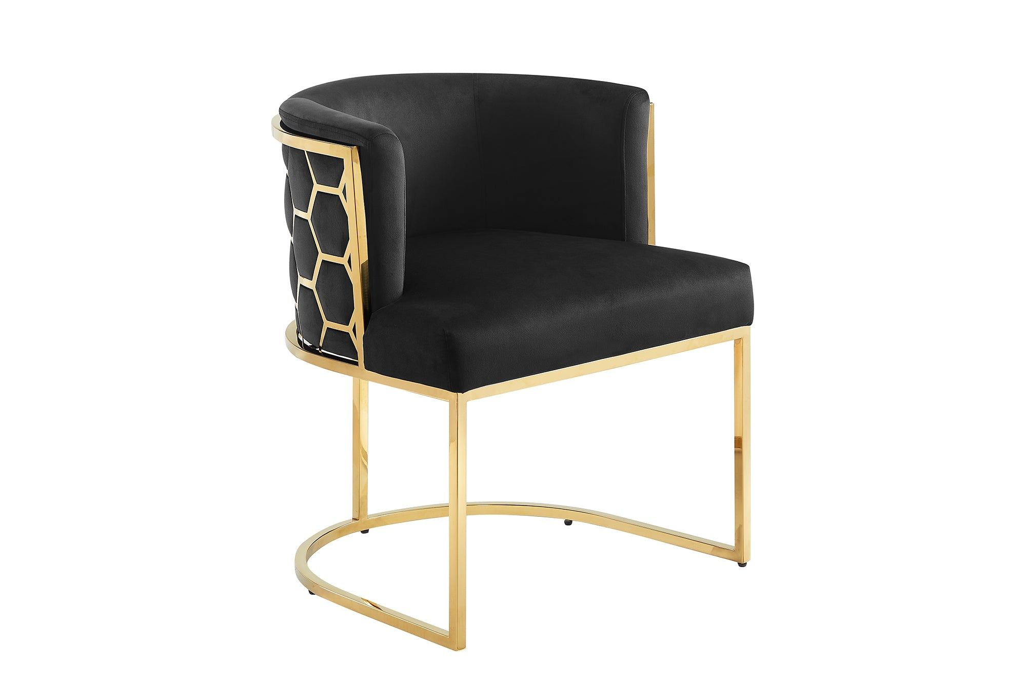 ELEGANCE eetkamerstoel – zwarte fluweel met gouden roestvrijstalen frame