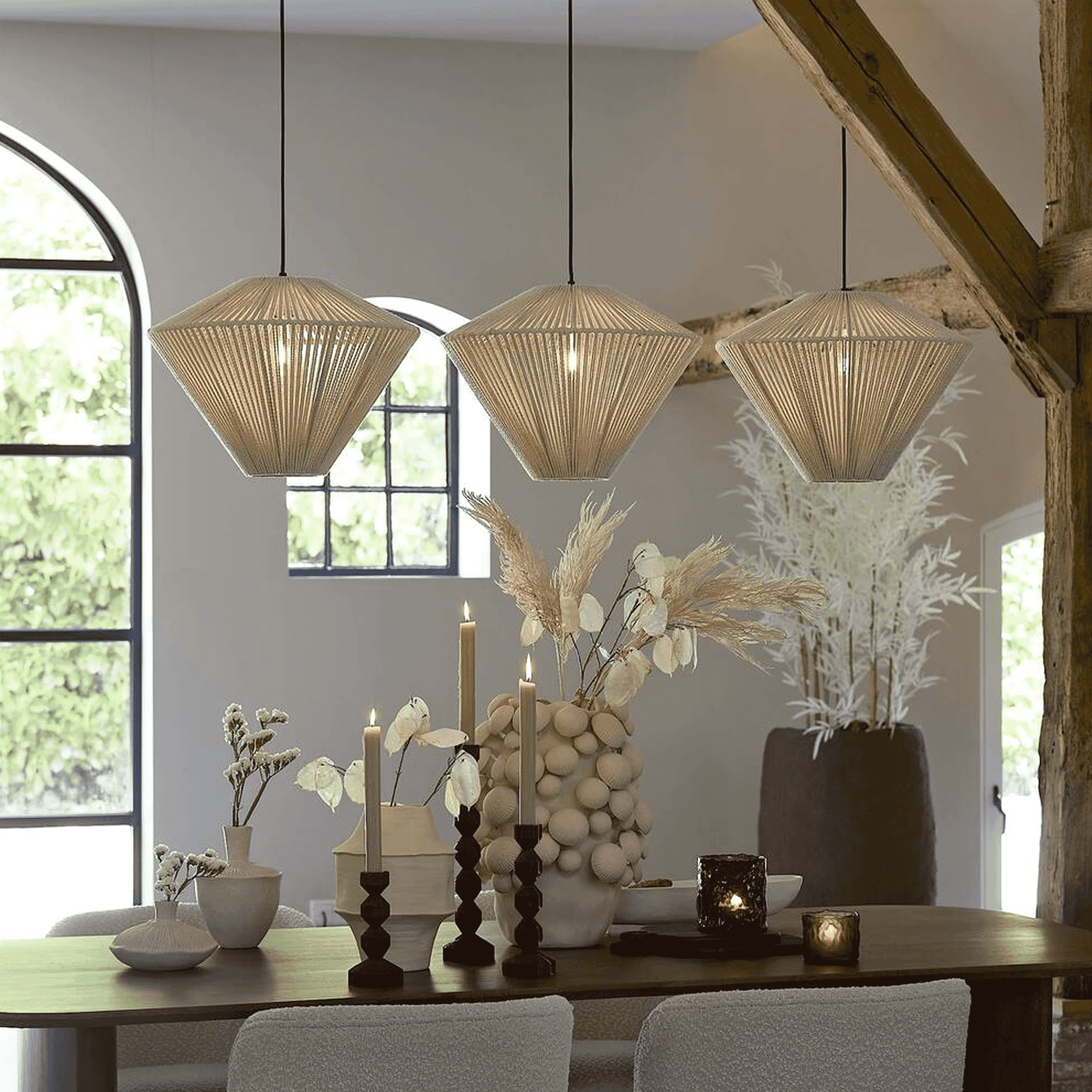 Elegant Crèmekleurige Felida 3‑lampen Hanglamp – Light & Living