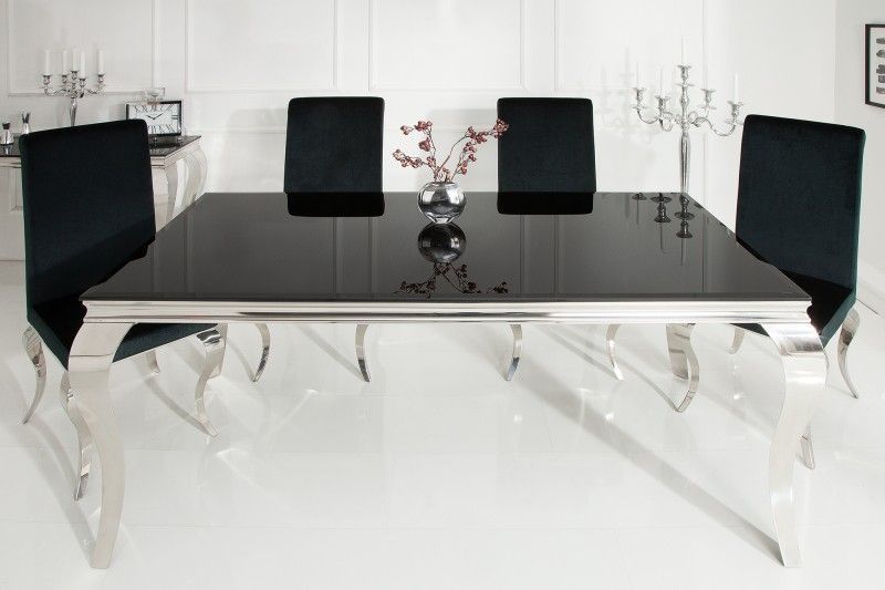 Elegant design eettafel Modern Barok – 180 cm zwart & opaalglas van Invicta Interior