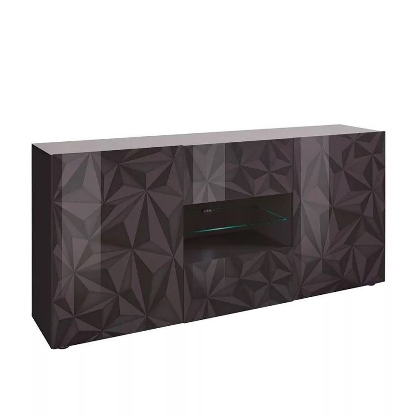 Elegant Dressoir Prisma – 181 cm Hoogglans Antraciet