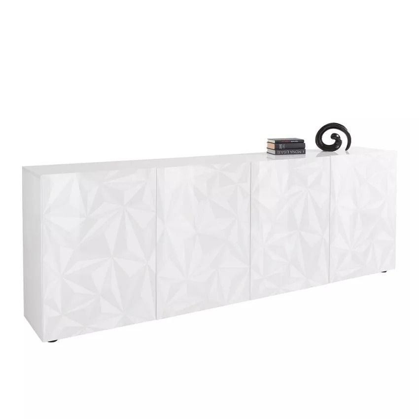 Elegant Dressoir Prisma 241 cm – Hoogglans Wit voor Moderne Nederlandse Woonkamers