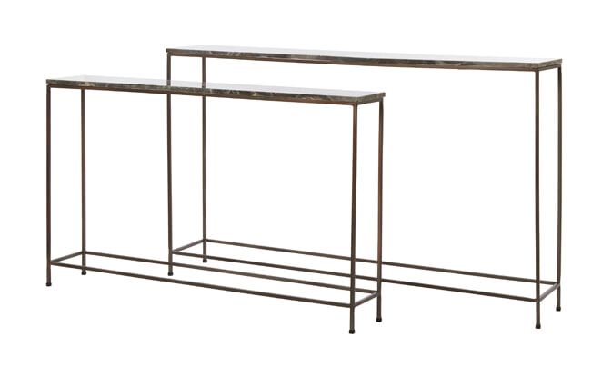 Elegant en functioneel: Light & Living Sidetable Morena Set – Marmer & IJzer in warme bruintint