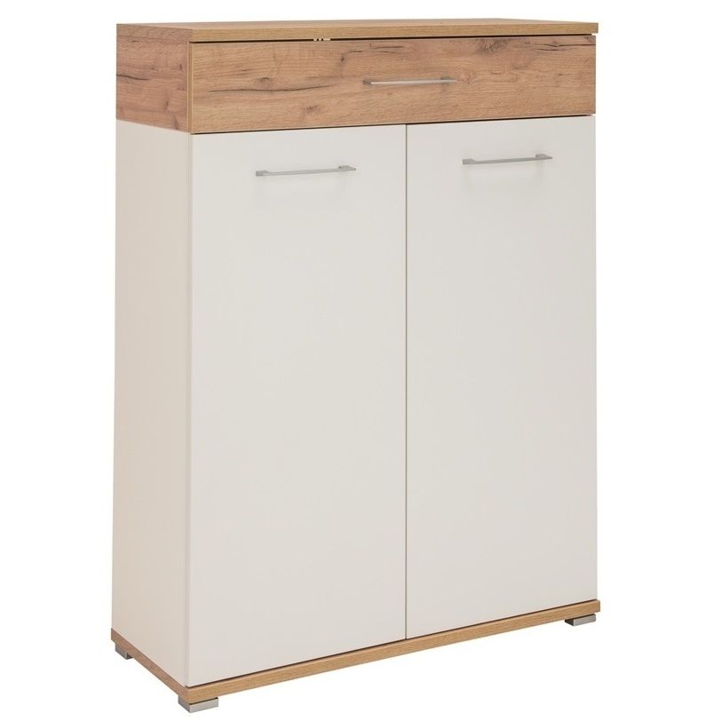 Elegant georganiseerde schoenenkast Topix – 118 cm hoog, wit & Navarra eiken
