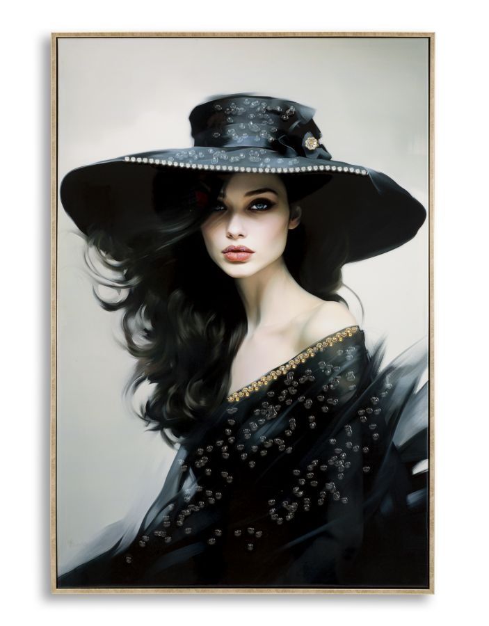 Elegant geschilderd canvas met lijst – Mauro Ferretti, 92 × 62 cm