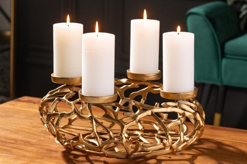 Elegant gouden kandelaar ABSTRACT – 38 cm met 4 kaarsen