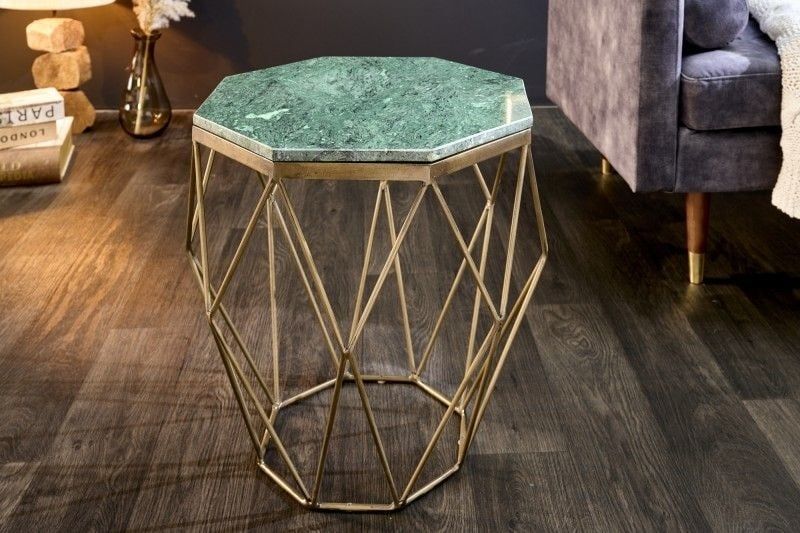 Elegant groen marmer bijzettafeltje Diamond – 50 cm van Invicta Interior