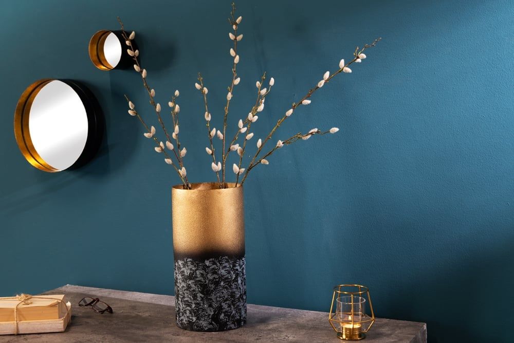 Elegant handgemaakte gouden vaas ‘Abstract 30 cm’ – een kunstwerk voor uw interieur