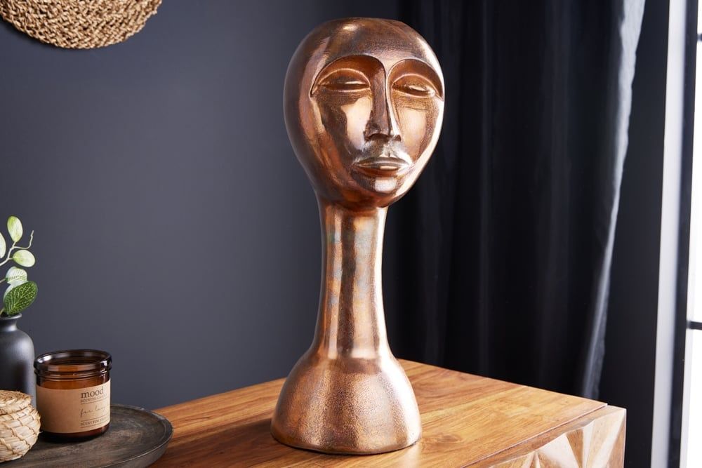 Elegant Handgemaakte Vaas FACE – 50 cm Antiek Aluminium in Copperlook