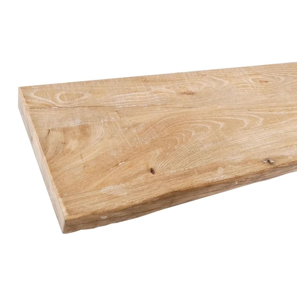 Elegant massief iepenhouten wandplank met natuurlijke boomstamrand – 80 × 24,5 cm