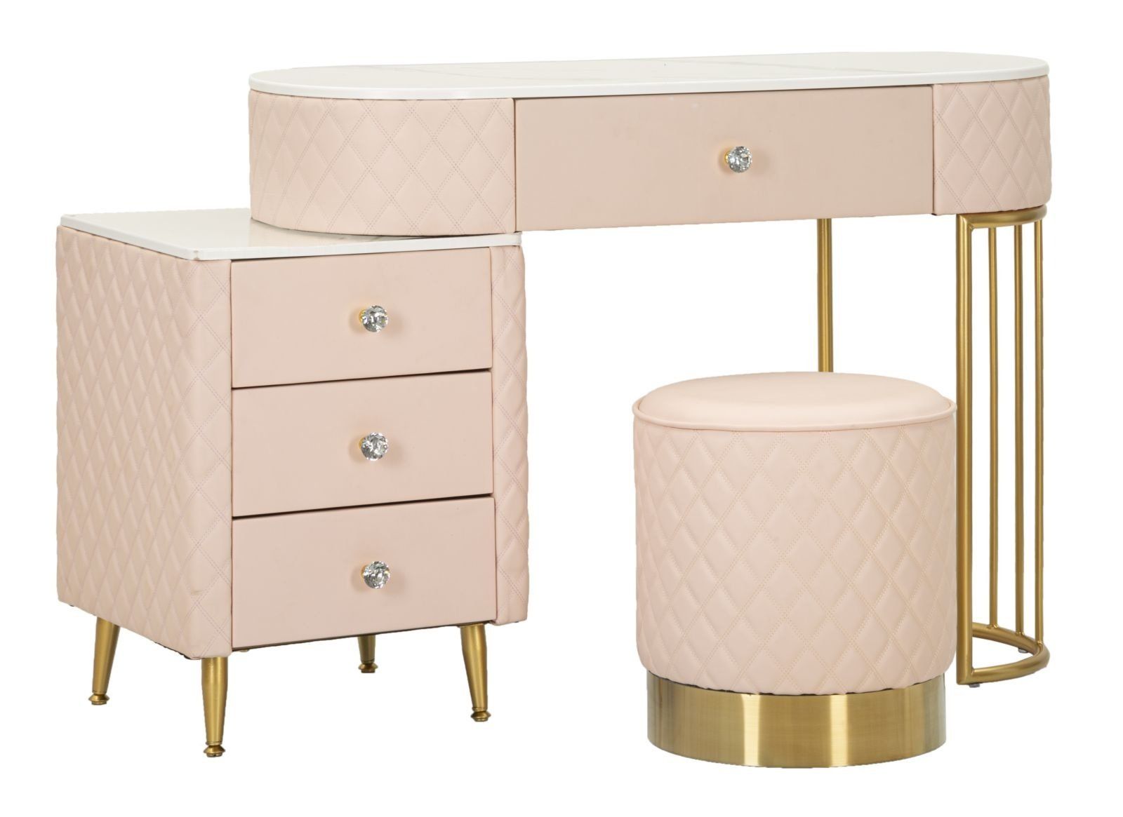 Elegant Nachtkastje Sharon in Roze met Bijpassende Kruk – Compact & Praktisch