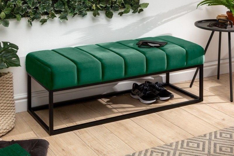 Elegant PETIT BEAUTE smaragdgroene fluwelen bank – 108 cm – Invicta Interior