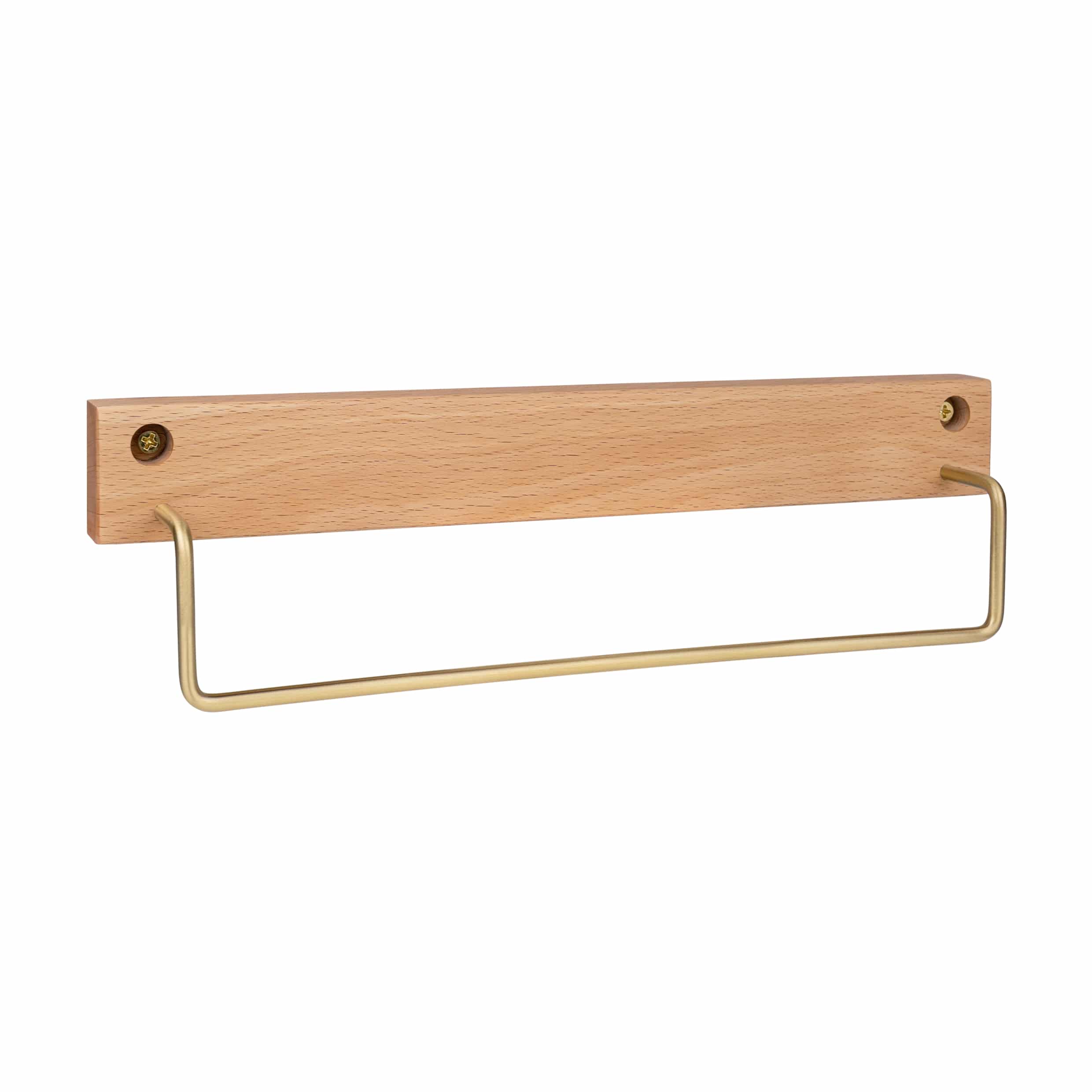 Elegant QUVIO handdoekhouder in lichtbruin en goud – Scandinavisch design voor elke badkamer