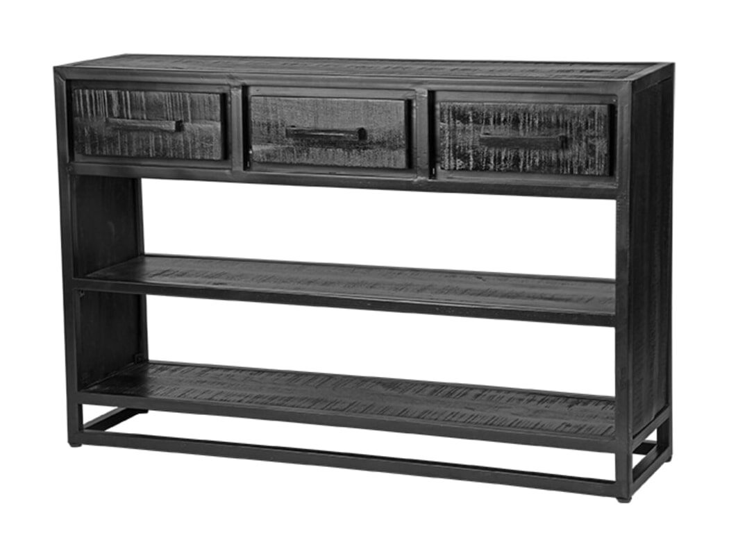 Elegant sidetable van mangohout en metaal – LABEL51 Chili Zwart, 115 cm