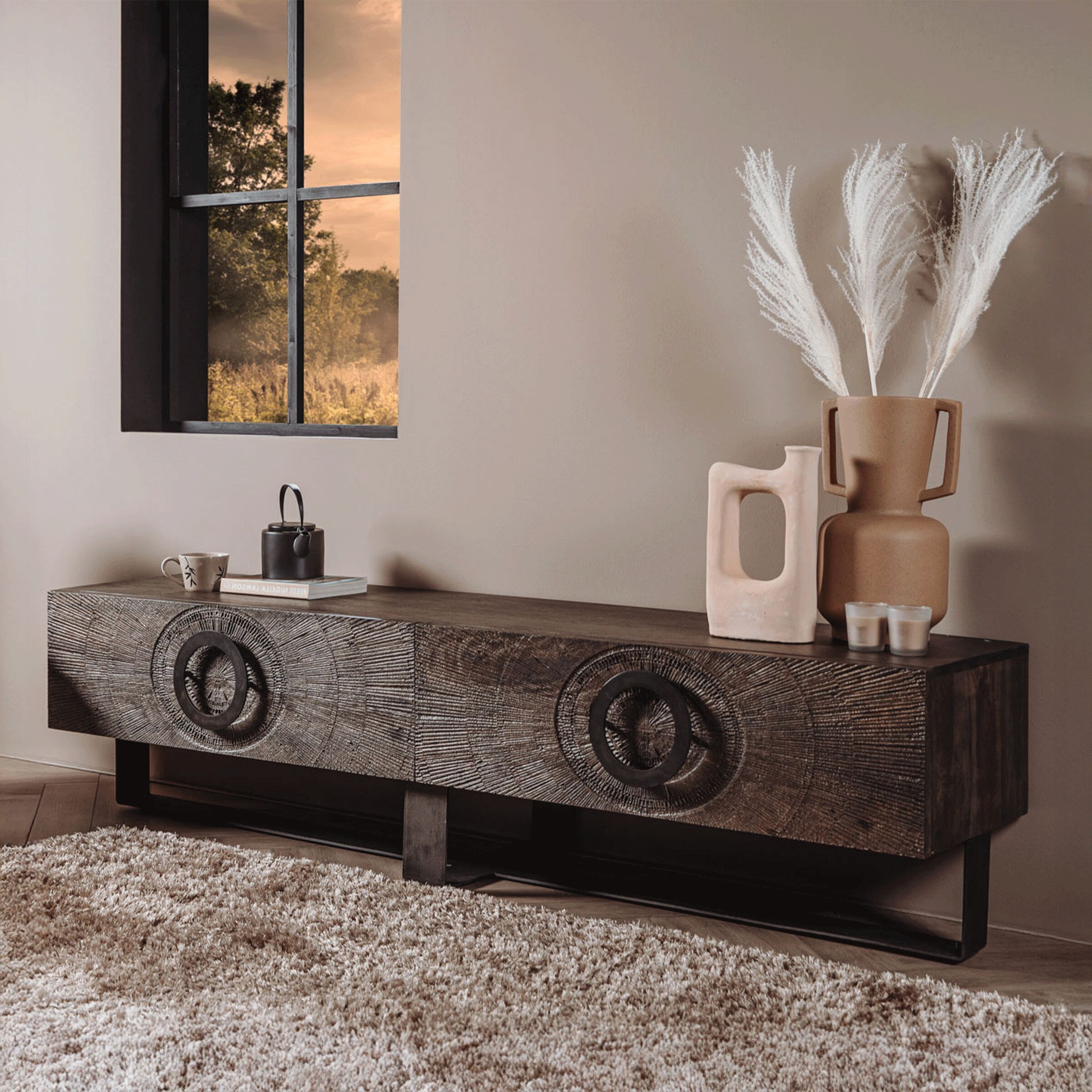 Elegant TV-meubel Padua van Tower Living – 200 cm mangohout