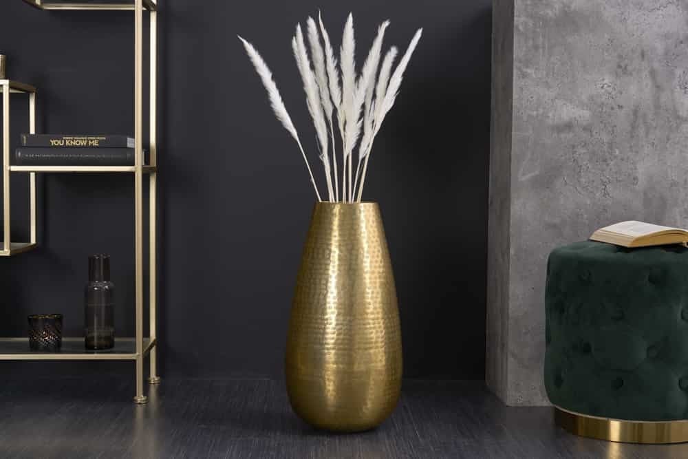 Elegant Vaas ORIENT 50 cm – Goud in Grid Hammerschlag Design