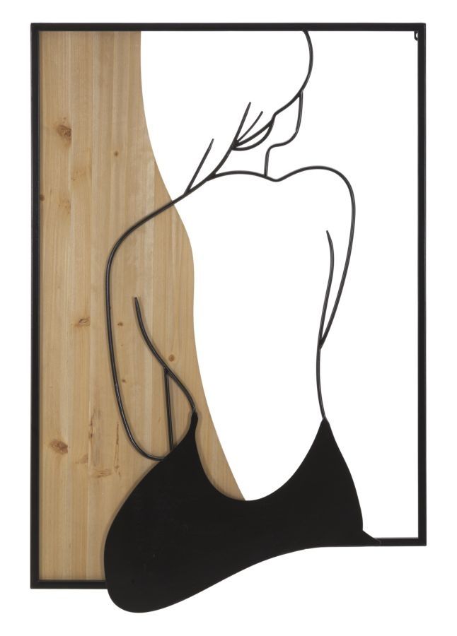 Elegant wanddecoratie ‘Schoonheid’: ijzer‑houten paneel 60 × 2 × 90 cm van Mauro Ferretti