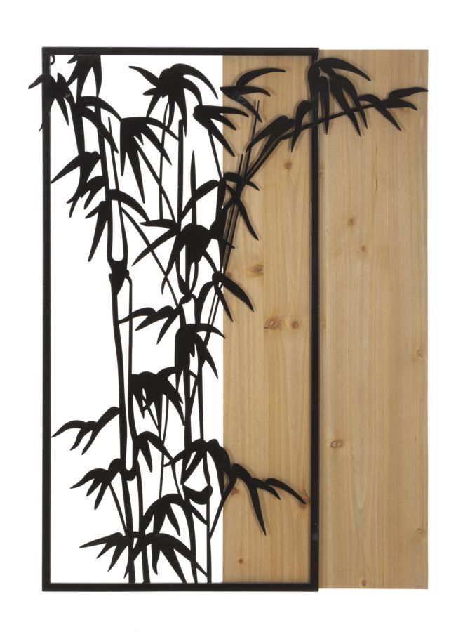 Elegant Wandpaneel van Bamboe, IJzer en Hout – 58 cm × 2 cm × 80 cm | Mauro Ferretti