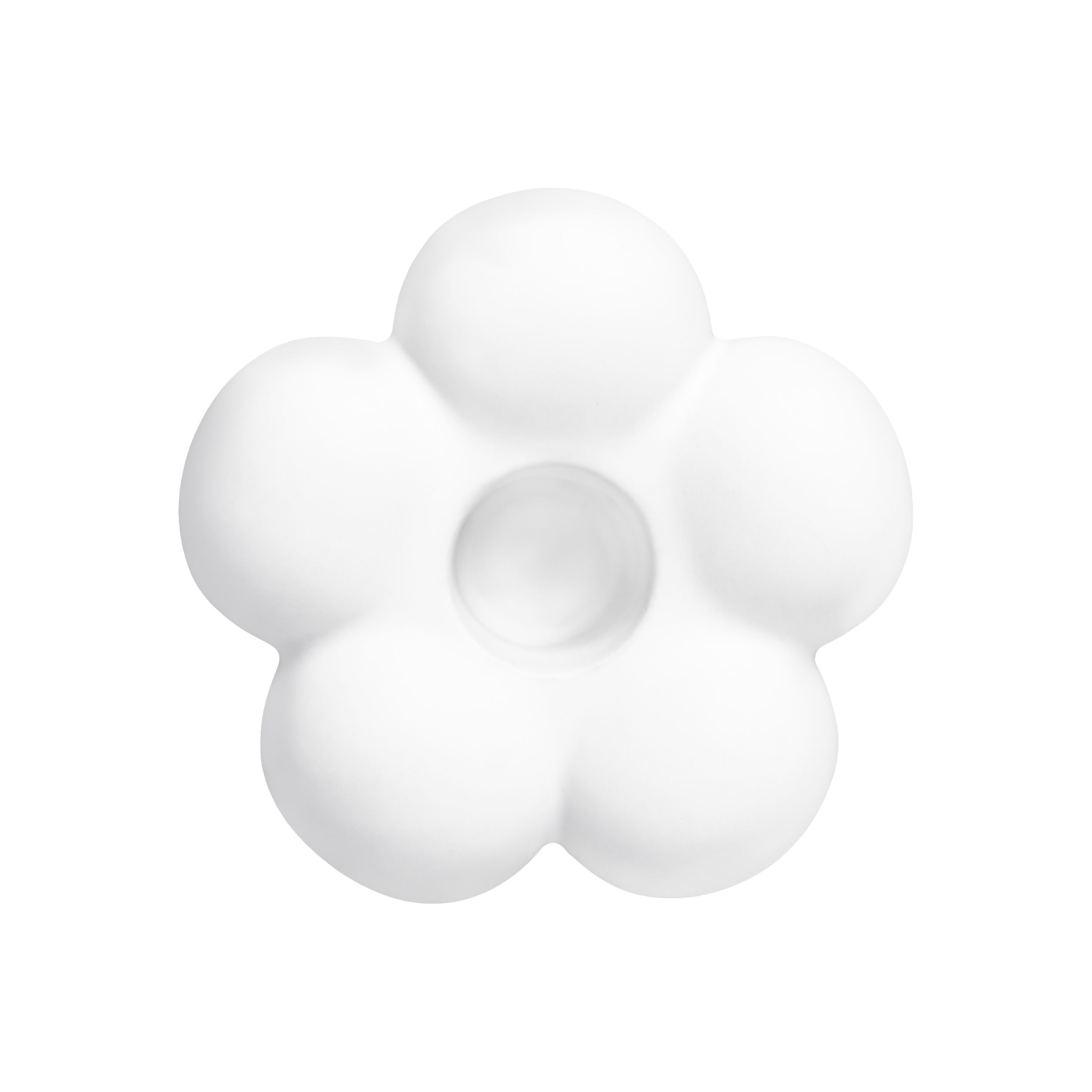 Elegant witte keramische kandelaar – bloemvorm, klein (ø 8,7 cm)