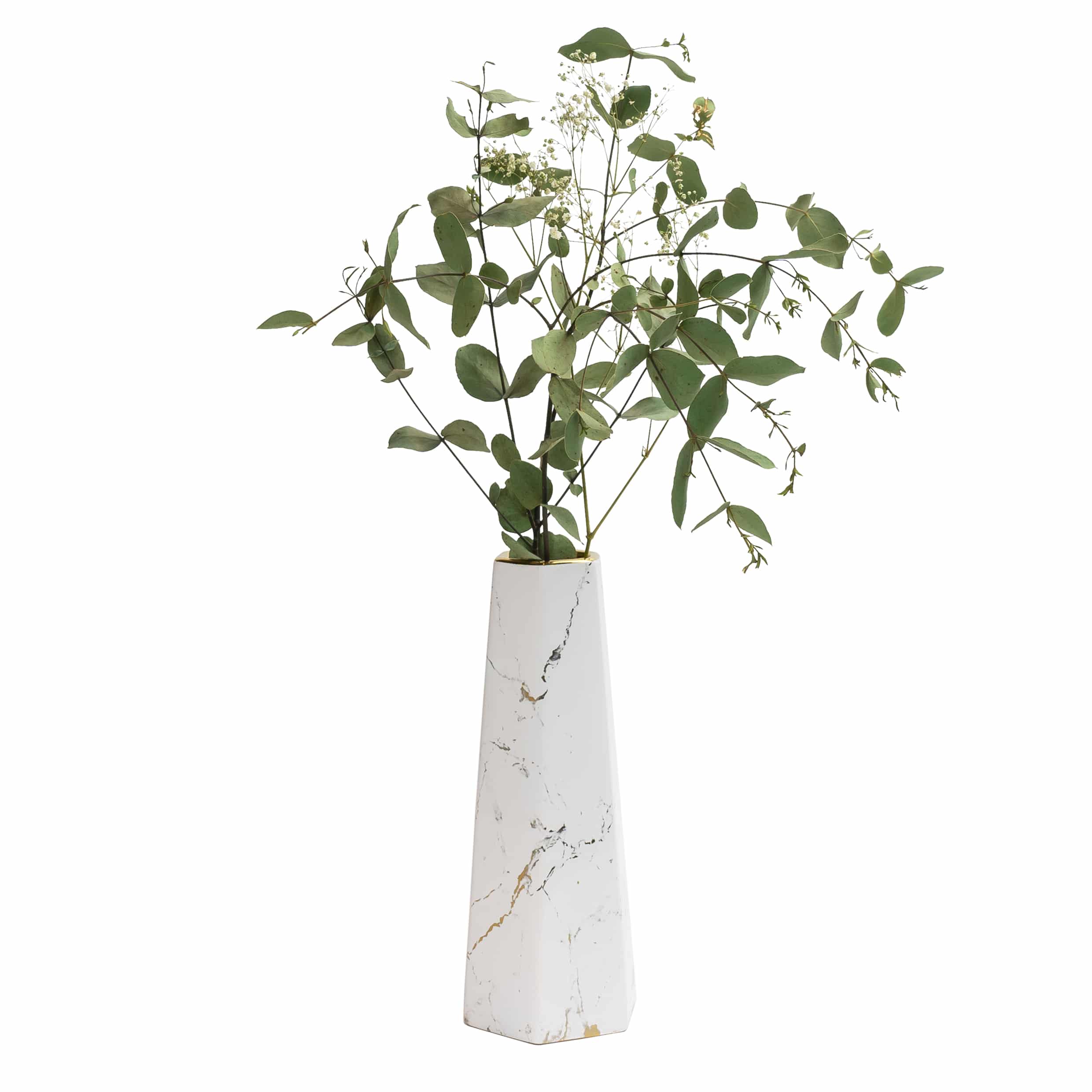 Elegant witte vaas met gouden marble‑look – QUVIO