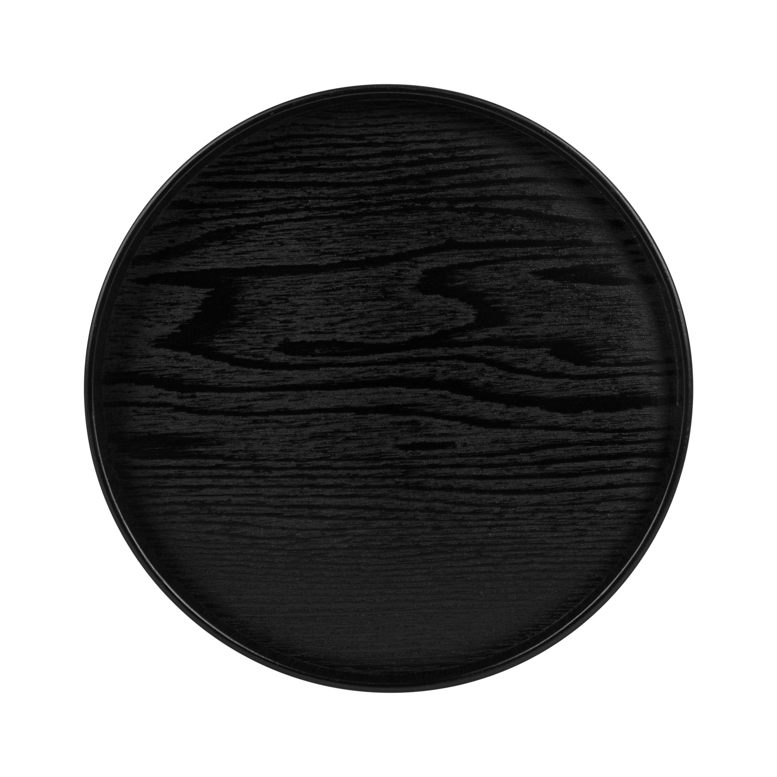Elegant zwart houten dienblad XL – 33 cm ronde decoratie‑tray van QUVUI