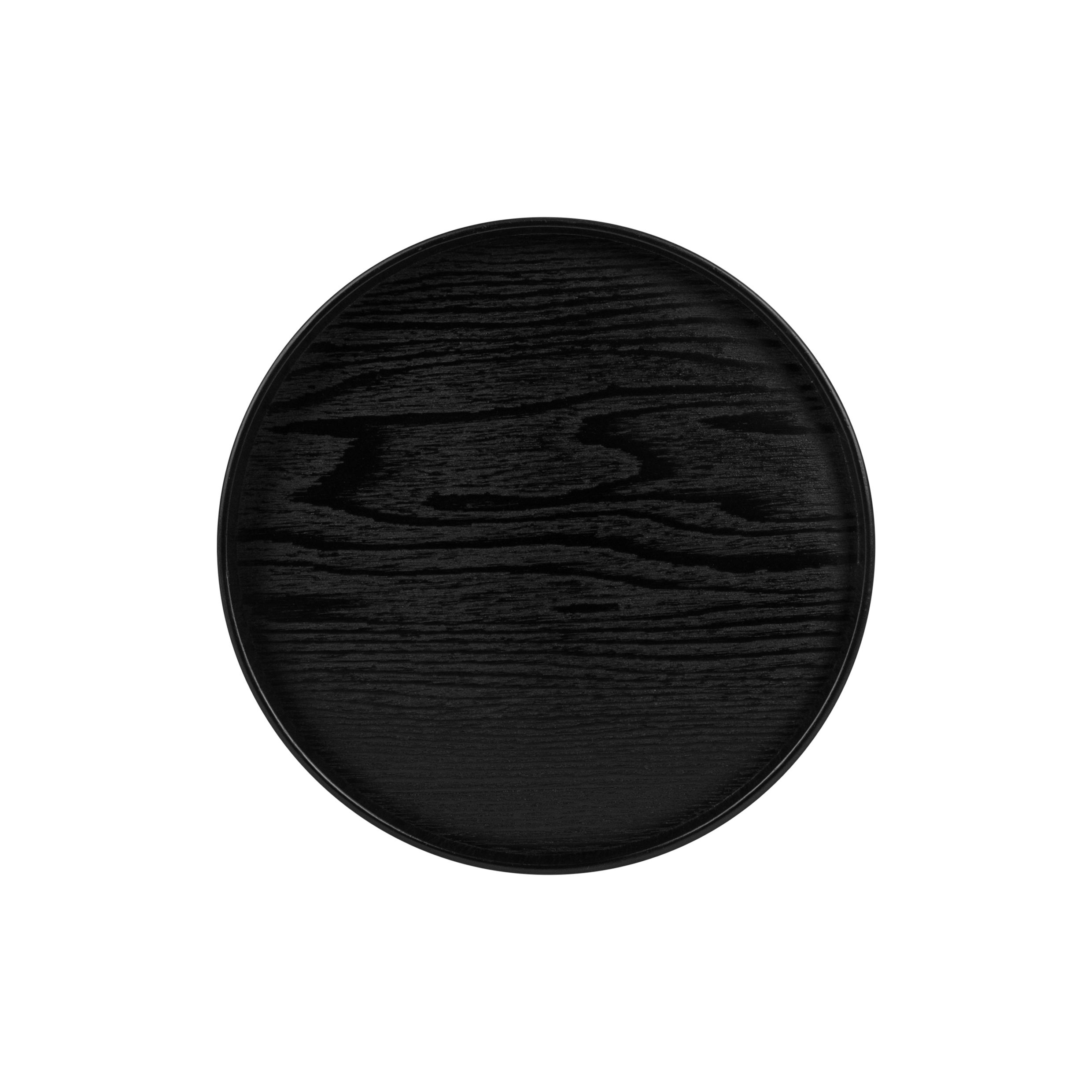 Elegant zwart houten ronde dienblad – 27 cm – QUVIO