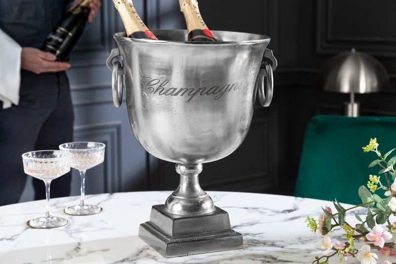 Elegante champagnekoeler van Invicta Interior – 40 cm zilveren flessenkoeler