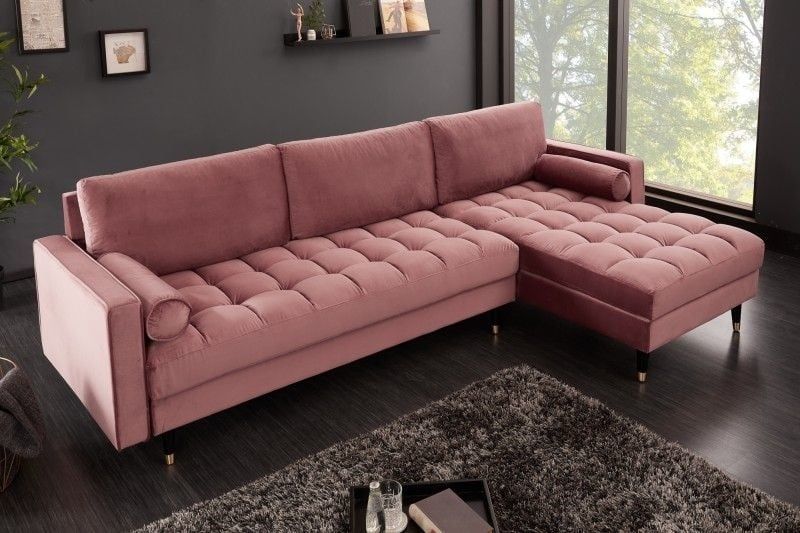 Elegante Fluwelen Hoekbank 260 cm – COSY VELVET in Oudroze