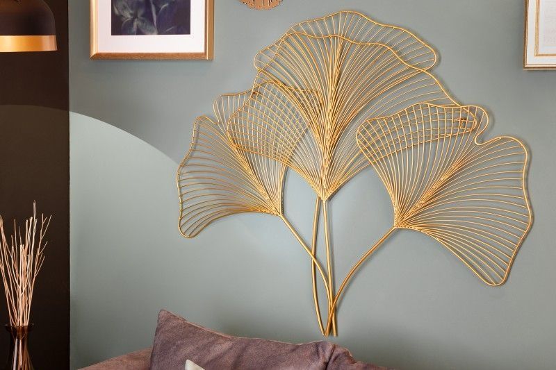 Elegante GINKGO Wanddecoratie – 90 cm Goud Filigrane Bladvorm van Invicta Interior