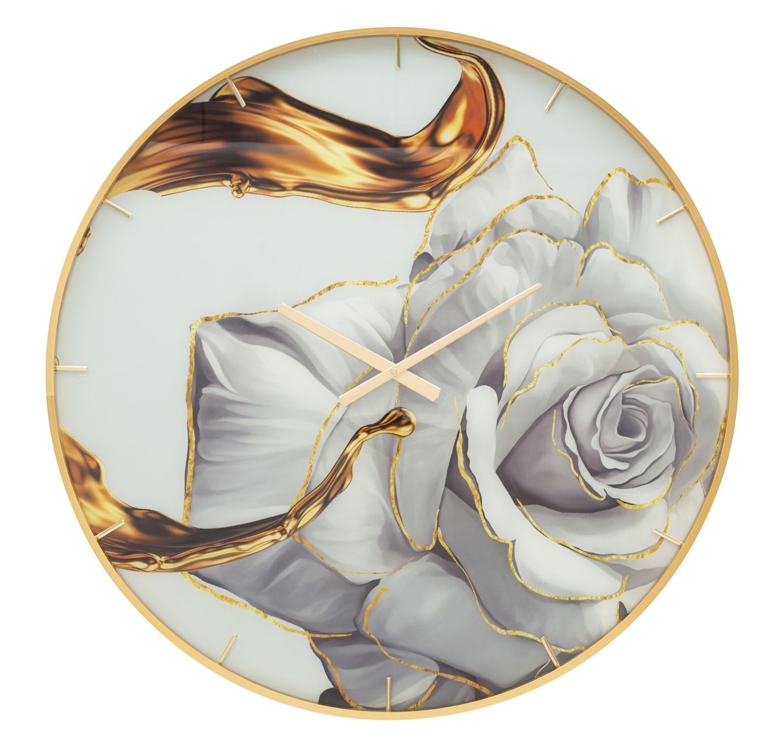 Elegante glazen rooswandklok Ø 80 cm – Tijdloze stijl van Mauro Ferretti