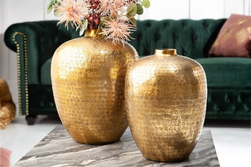 Elegante gouden vazen set van 2 – handversierd en tijdloos design | Invicta Interior