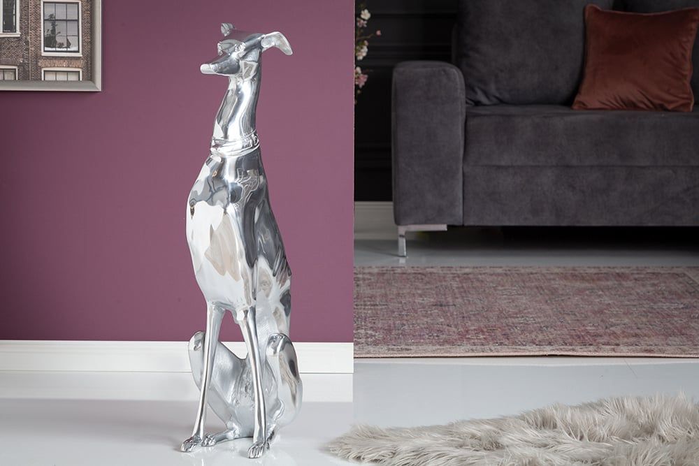 Elegante Greyhound Sculptuur – Modern Aluminium Kunstwerk van Invicta Interior (70 cm)
