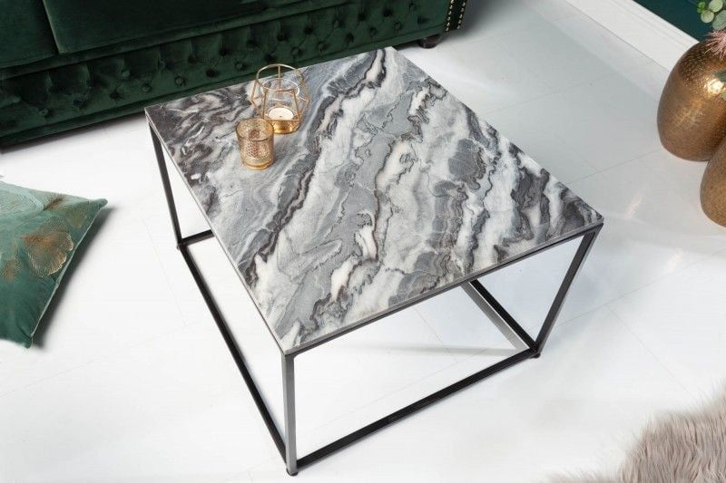 Elegante grijze salontafel Elements – 50 cm met gepolijst marmer