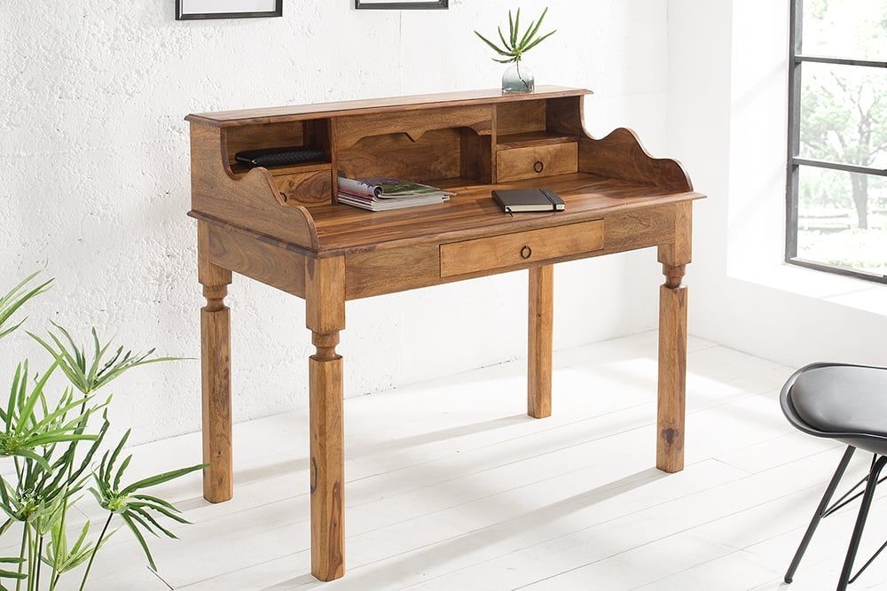 Elegante massief sheesham secretaire “Hemingway” – 115 cm stijlvol kantoormeubel